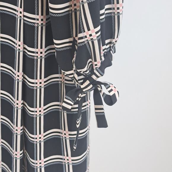 Eloquii Dress Plus 20 Plaid 3/4 Sleeve Fit & Flare Stretch Casual Black White - Picture 5 of 8